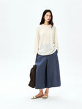 Lyocell Snowflake-Texture Top | Relaxed H-Line Cut | Semi-Sheer Long Sleeve | Women Top | MRS Studios