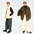 Cotton Shell Down Coat & Vest | 2-Way Lapel / Stand Collar | 90% White Goose Down | MRS Studios