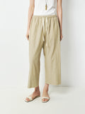 Cotton Hemp Yarn-Dyed Stripe Pants | Salt-Shrunk Crinkle Texture | Drawstring Elastic Waist | Women Pants | MRS Studios