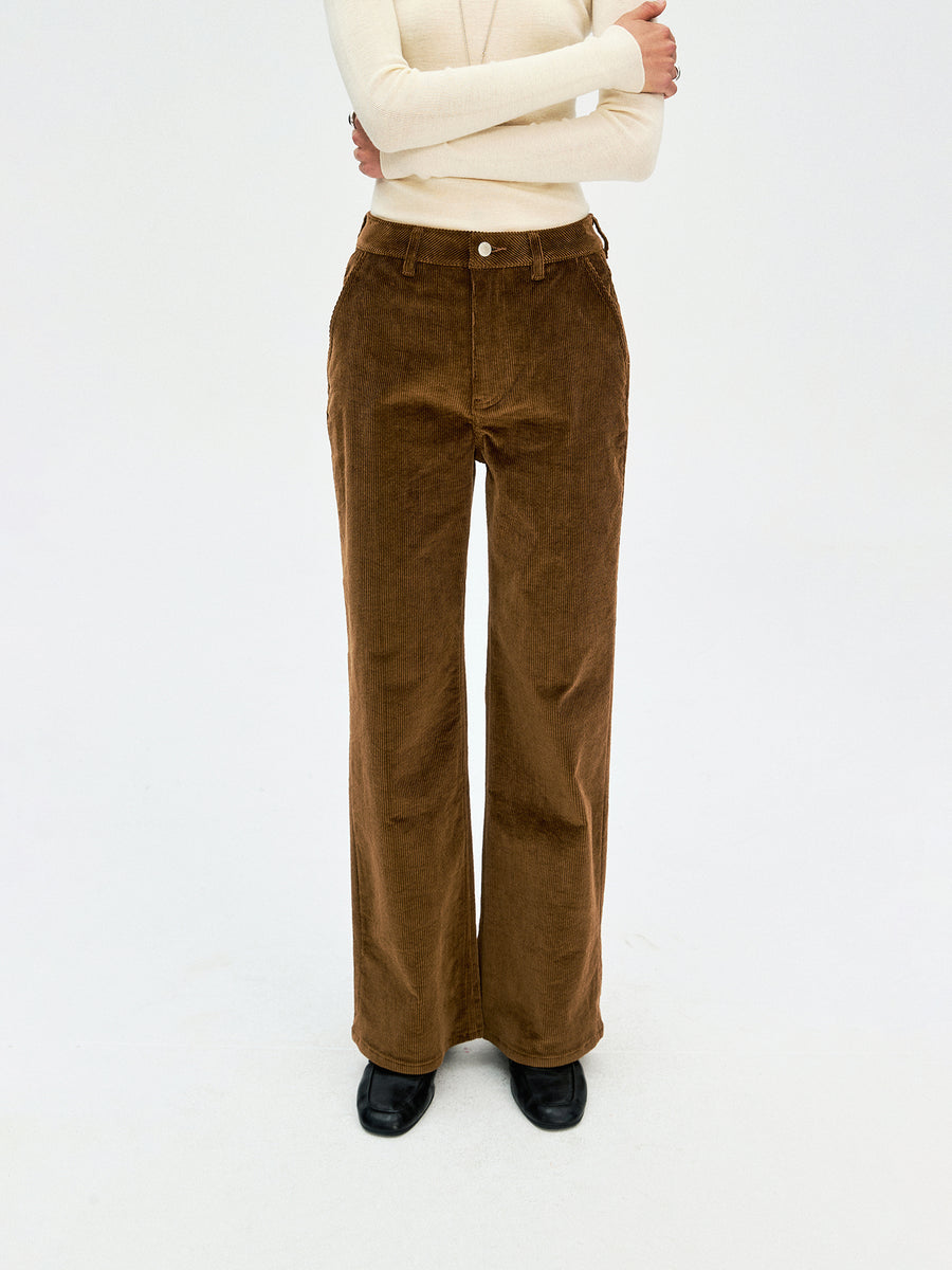 High-Waist Corduroy Straight Trousers | Vintage Cotton-Blend Corduroy | Relaxed Tailored Fit | Women Pants | MRS Studios