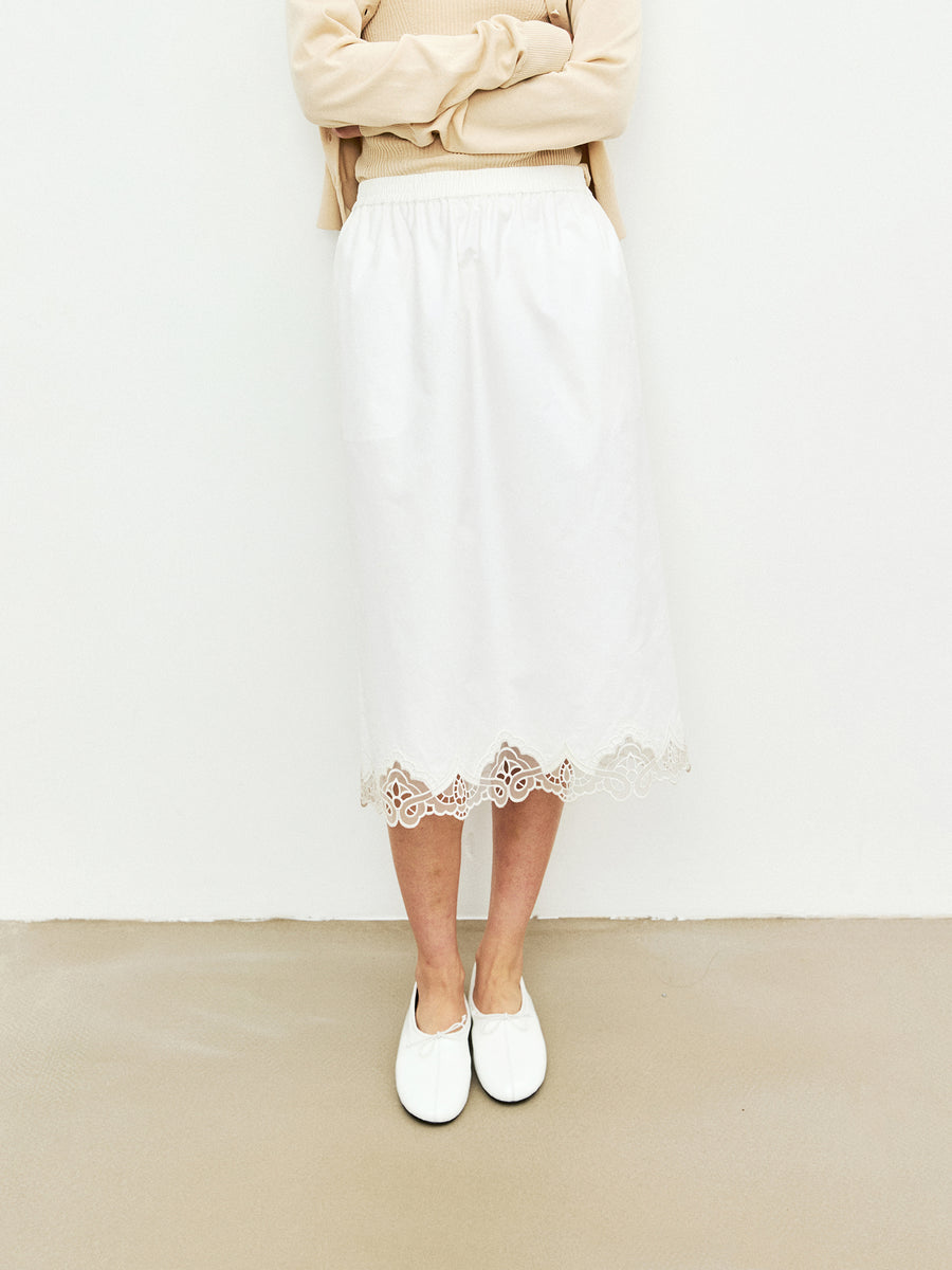 Cotton Organza Embroidered Lace Collection | Skirt and Cropped Pants | Romantic Holiday Style | Women Bottoms | MRS Studios