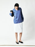 Japanese Combed Cotton V-Neck Long Sleeve Tee | Drop Shoulder | Twin-Needle Hem | Women Top | MRS Studios