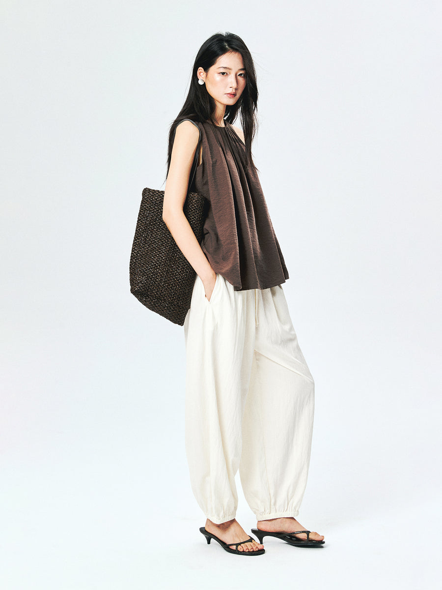 Sand-Washed Silk Cami & Dress Set | 3D Pleated Neckline | Shell-Button Back | Women Set | MRS Studios