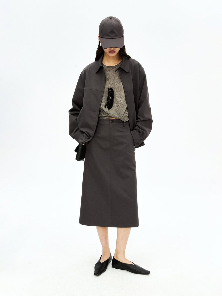 Anti-Wrinkle Harrington Jacket & Skirt Set | Cupro Lined | Coordinated Two-Piece | Women Set | MRS Studios