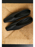Soft Lambskin Square-Toe Flats | Collapsible Back Design | Leather-Lined Welt Sole | Women Shoes | MRS Studios