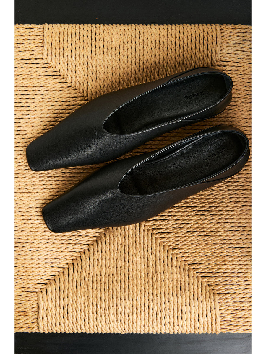 Soft Lambskin Square-Toe Flats | Collapsible Back Design | Leather-Lined Welt Sole | Women Shoes | MRS Studios