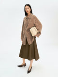 A-Grade Camel Suede Mid-Length Coat | Single-Breasted Trench | Cupro Lining & Horn Buttons | Women Coat | MRS Studios