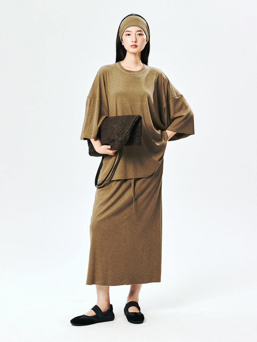Soft Viscose-Blend Tee, Pant & Skirt Set | Cool-Touch Fluid Drape | Mix-and-Match | Women Set | MRS Studios