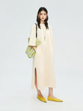 Slub Cotton Knit T-Shirt Dress | Side Slit Hem | Hidden Pocket Detail | Women Dress | MRS Studios