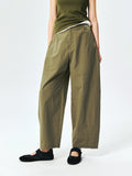 Pima Cotton Cocoon Trousers | Salt-Shrink Crinkle Texture | Vertical Seam Lines | Women Pants | MRS Studios