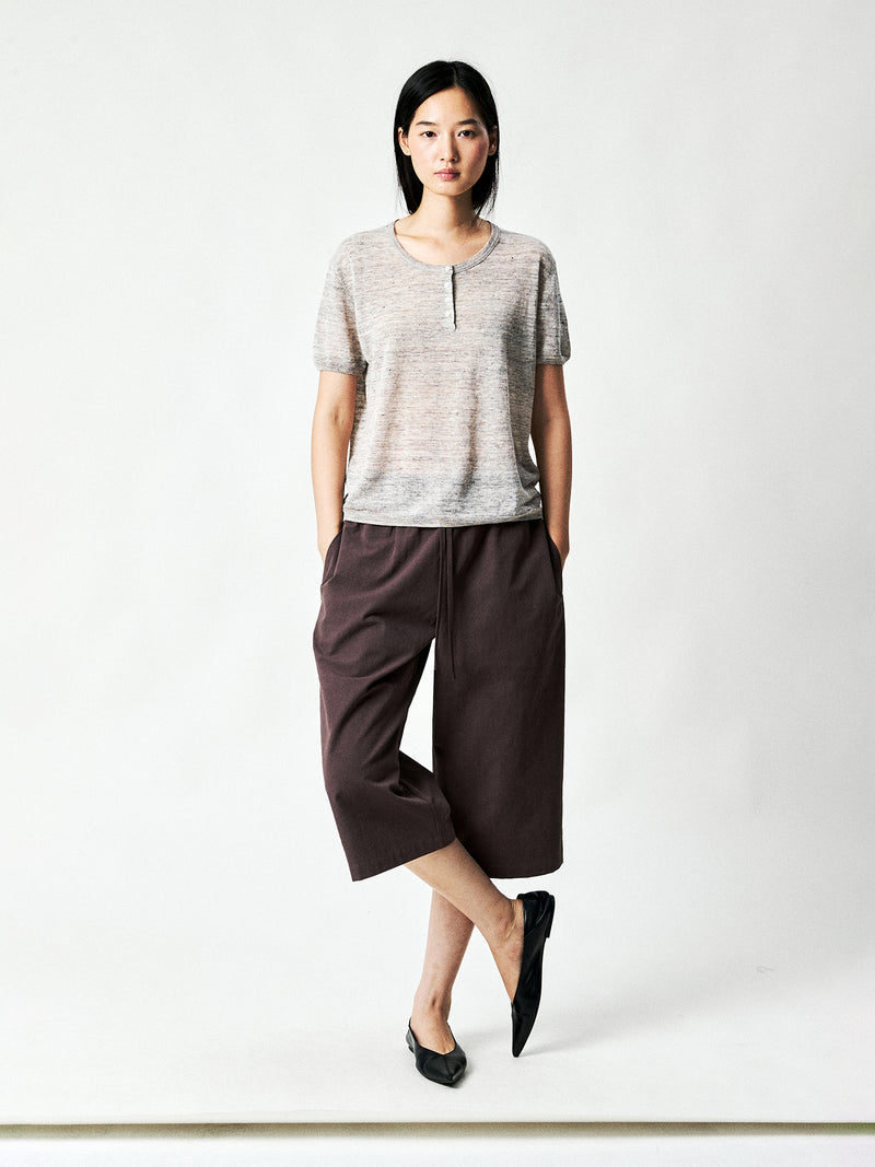 Linen Nylon Henley Tee & U-Neck Vest Set | Ribbed Edges | Quick-Dry Handle | Women Set | MRS Studios