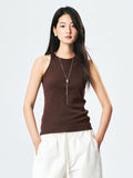 Cotton-Silk Racerback Tank | Ribbed Stretch | Slimming Round Neck | Women Top | MRS Studios