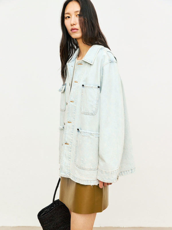 Vintage Wash Denim Jacket | Turkish Bossa Cotton | Four-Pocket Workwear Design | Women Jacket | MRS Studios