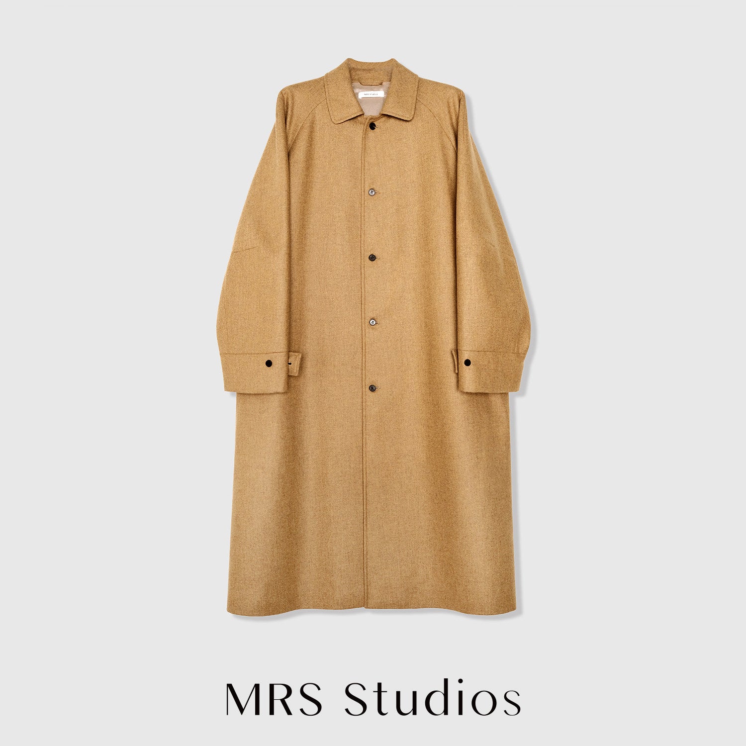 British Long Wool Trench Coat | Minimalist Single-Breasted Windbreaker | MRS Studios