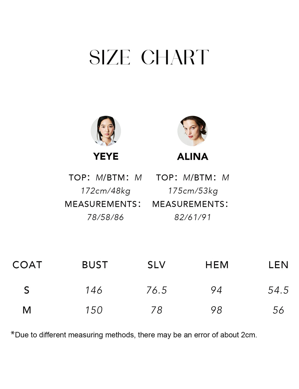 Size chart for Italian Como Silk Blend Stand Collar Jacket