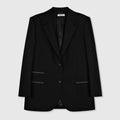 Silk Wool Blend Blazer | Structured Straight Fit | Contrast Stitch Lapel | Women’s Blazer | MRS Studios