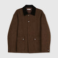 British Harris Tweed Wool Jacket | Barn Coat with Corduroy Collar | MRS Studios