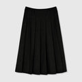 Women’s Retro Pleated Midi Skirt | Wool-Linen Blend with Bamboo Knot Texture | Classic A-Line Wide Pleats | MRS Studios