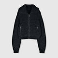 Chunky Wool Yak Blend High Collar Cardigan | Ribbed Knit | Cropped T-Silhouette | Women Knitwear | MRS Studios