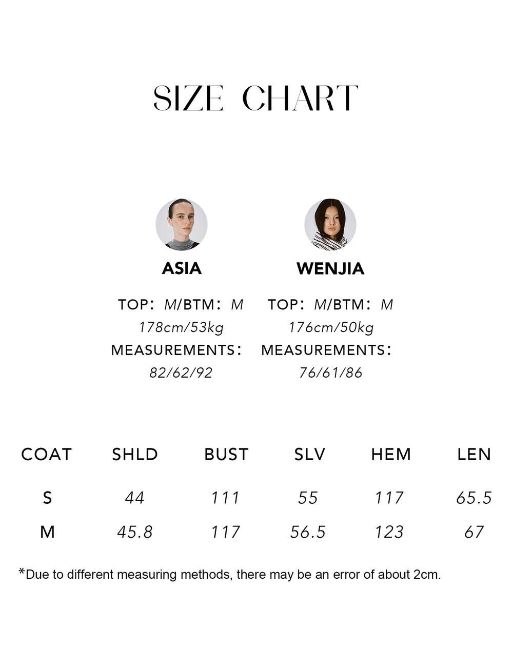 Size chart for Spanish Lambskin Collarless Leather Jacket
