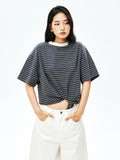 Japanese Jersey Cotton Tee | Striped Crew Neck | Relaxed Short Sleeve | Women Top | MRS Studios