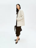 Italian Marzotto Wool Blazer | Collarless One-Button Design | Removable Scarf Detail | Women Blazer | MRS Studios
