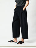 Cotton Hemp Cocoon Trousers | Box-Pleat Front Detail | Cropped 9/10 Length | Women Pants | MRS Studios