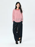 Linen-Cotton Knit Overshirt | Breathable Sun Protection | Relaxed Drop-Shoulder Stripe | Women Top | MRS Studios