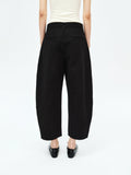Vintage Linen Straight-Leg Trousers | Curved Banana-Cut Silhouette | Cropped 9/10 Length | Women Trousers | MRS Studios