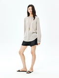 Lyocell Snowflake-Texture Top | Relaxed H-Line Cut | Semi-Sheer Long Sleeve | Women Top | MRS Studios
