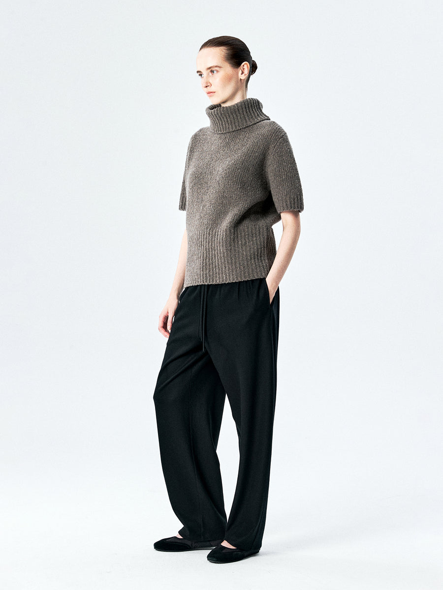 Merino Boucle Short-Sleeve Turtleneck, view 5