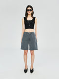 Japanese Acetate Cotton Square-Neck Tank | Long and Cropped Lengths | Wide Strap Slim Cut | Women Top | MRS Studios
