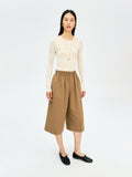 Vintage Wool Blend Trousers | Relaxed 7/10 Length | Elastic Waist | Casual Wide Straight Fit | MRS Studios