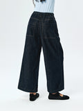 Raw Denim Wide-Leg Jeans | Half-Elastic Waist | Pleated Front | Women Jeans | MRS Studios