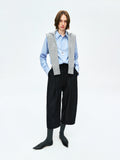 Italian TESEO Silk Stripe Shirt | Classic Collar with Shell Buttons | Women Blouse | MRS Studios