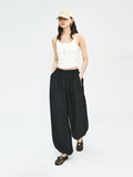 Sandwashed Cupro Lantern Pants | Matte Silk-Like Drape | Tapered Ankle Cuffs | Women Pants | MRS Studios