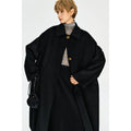 Structured Notched Lapel Wool Coat | Double-Faced Wool | Vintage Gold Button | A-Line Silhouette | Women Coat | MRS Studios