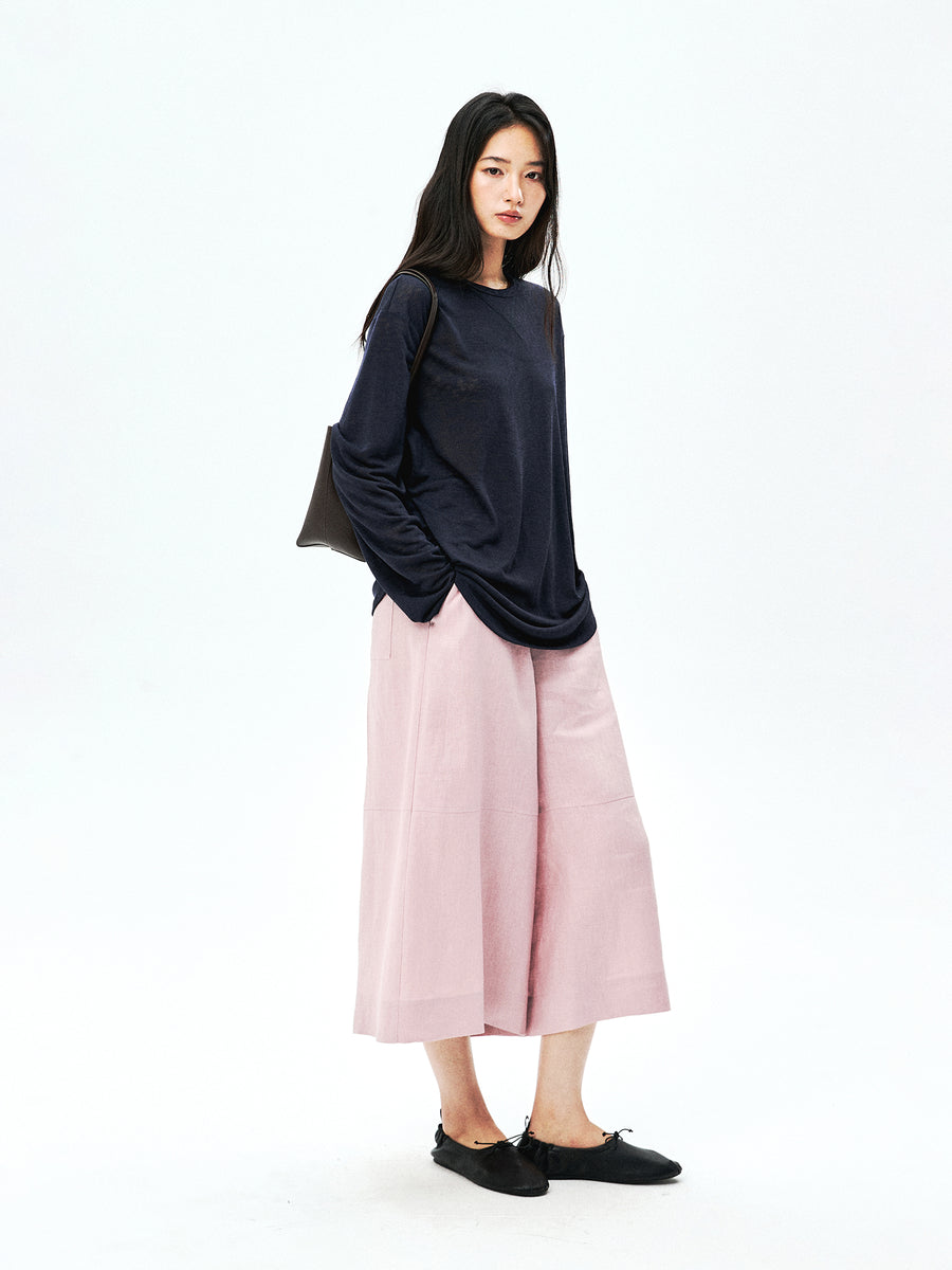 Lyocell Snowflake-Texture Top | Relaxed H-Line Cut | Semi-Sheer Long Sleeve | Women Top | MRS Studios