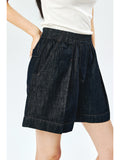 Cotton Denim Shorts | Non-Fade PowerBlue | Elastic Waist A-Line | Women Jeans | MRS Studios