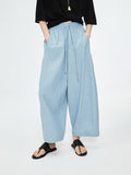 Korean Linen-Cotton Balloon Pants | Elastic Drawstring Waist | Cropped 9/10 Length | Women Trousers | MRS Studios