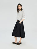 Japanese Omi-Sarashi Cotton A-Line Skirt | Drawstring Elastic Waist | Cotton Half-Lining and Shell Buttons | Women Skirt | MRS Studios