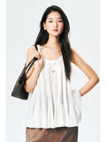 Silk-Modal Sleeveless Top | Fan-Pleated Hem | A-Line Silhouette | Women Top | MRS Studios