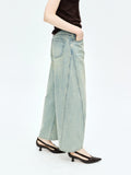 Wide Leg Bossa Cotton Denim Jeans | Vintage Wash with Side Arc Panels | Deconstructed Relaxed Fit | MRS Studios