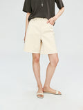 Vintage-Wash Bermuda Denim Shorts | Five-Pocket Workwear Cut | Knee-Length Bermuda Silhouette | Women Jeans | MRS Studios
