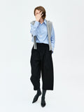 Relaxed Elastic Tapered Trousers | Hollow-Core Thermal Fabric | Pleated 8/10 Newsboy Style | Women Pants | MRS Studios