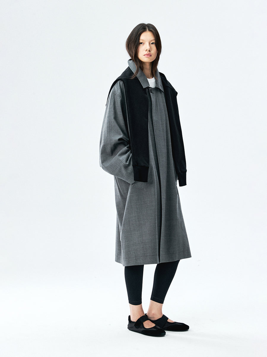 Italian Marzotto Stretch Wool Long Coat, view 3