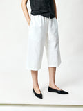 Cotton Hemp Cropped Trousers | Drawstring Elastic Waist | Slow-Tumbled Texture | Women Pants | MRS Studios