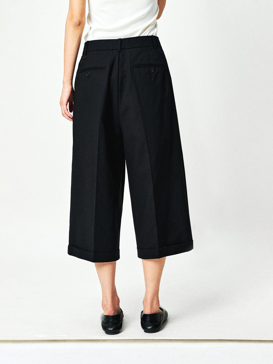 Merino Wool Blend Pleated Wide-Leg Trousers, view 2