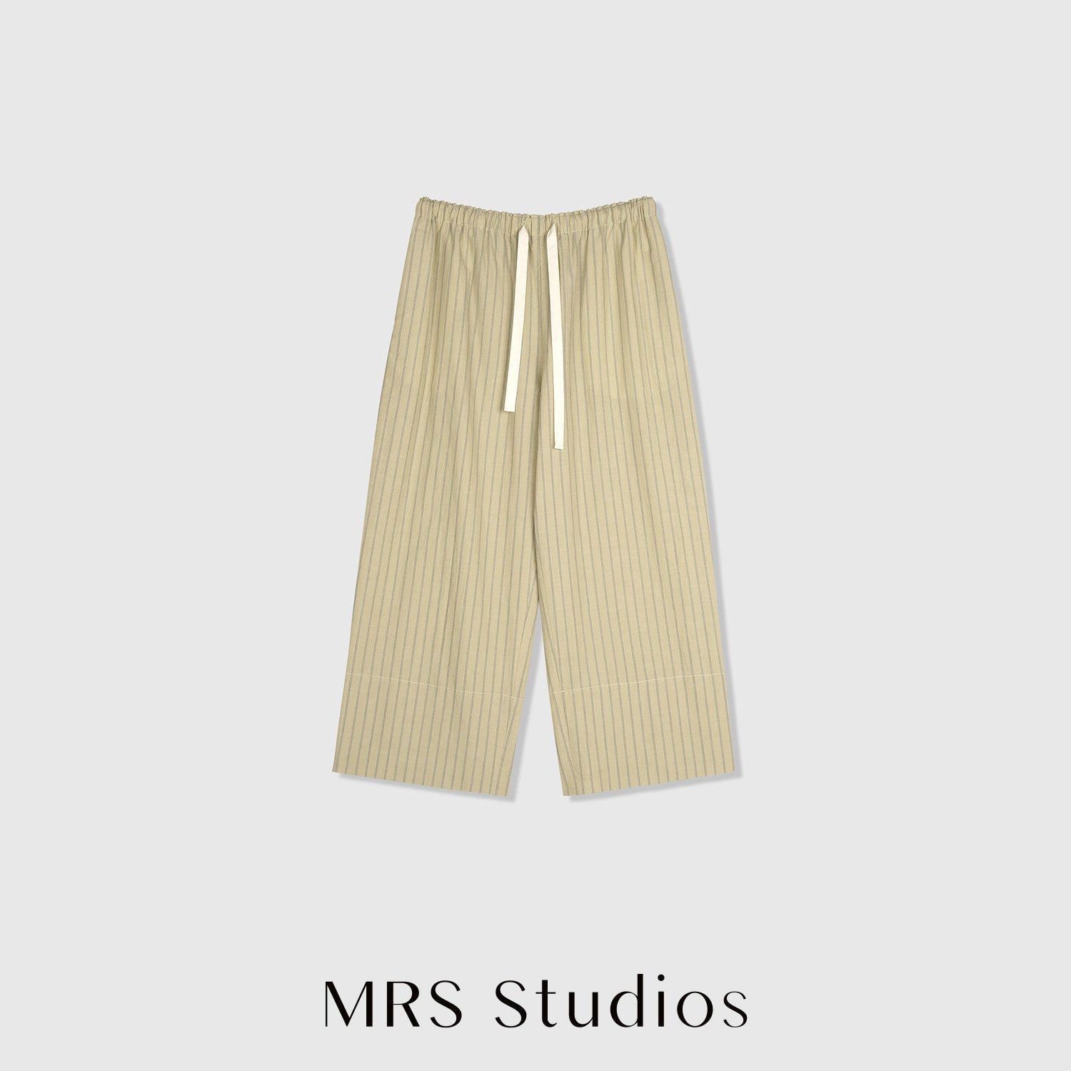 Cotton Hemp Yarn-Dyed Stripe Pants | Salt-Shrunk Crinkle Texture | Drawstring Elastic Waist | Women Pants | MRS Studios