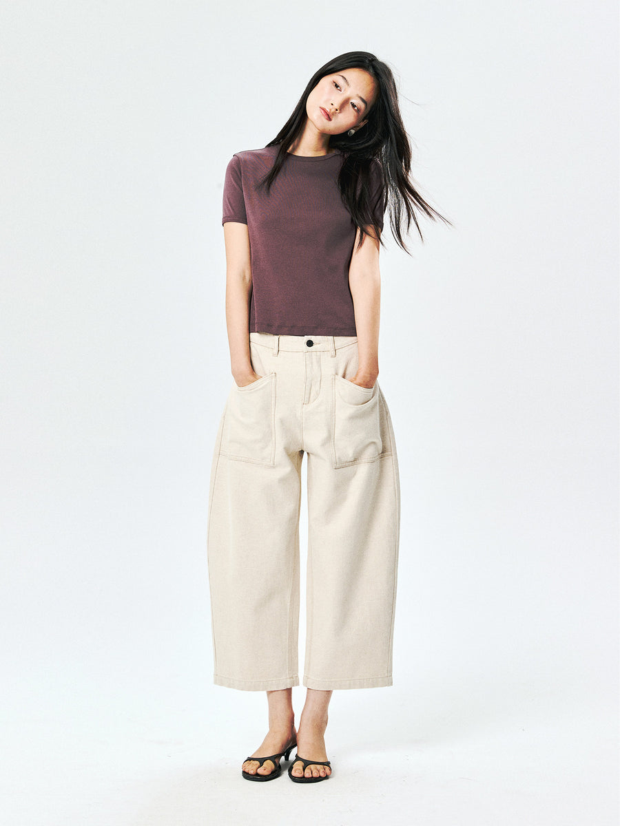 Ribbed Slub Cotton Tee, view 4